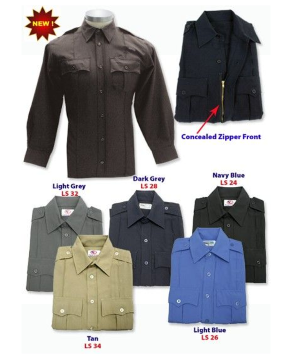 First Class 100% Polyester Long Sleeve Zippered Uniform Shirts