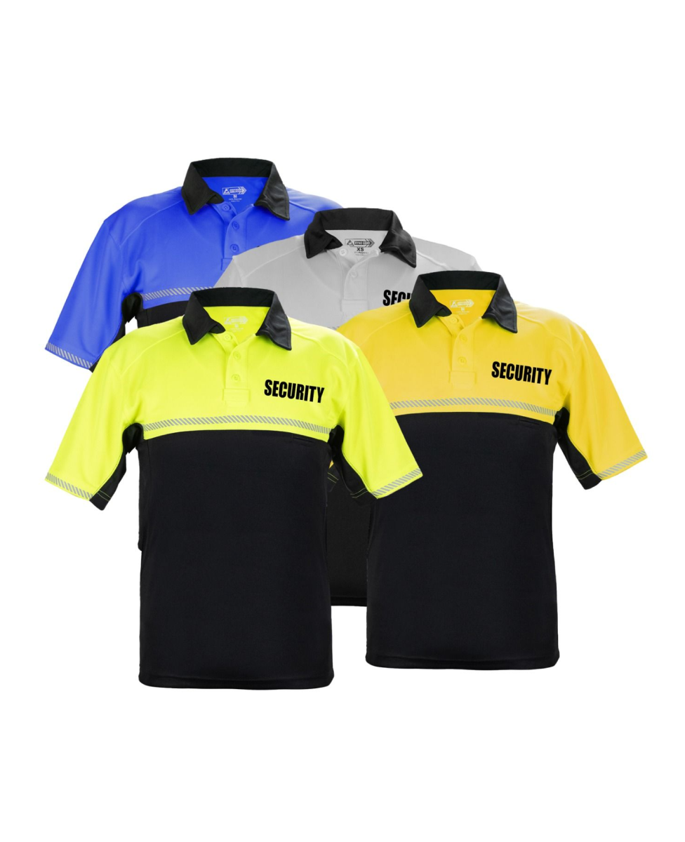100% Polyester Jersey Knit Two Tone Security Bike Patrol Polo Shirts