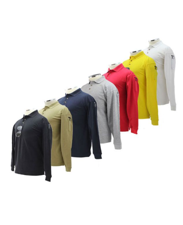Plain Polycotton Tactical Long Sleeve Polo Shirt