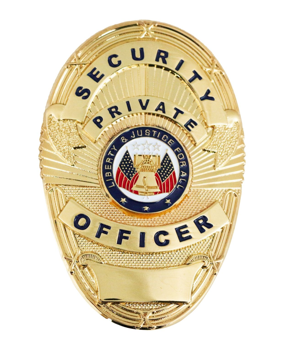First Class Security Private Officer Gold Shield Badge