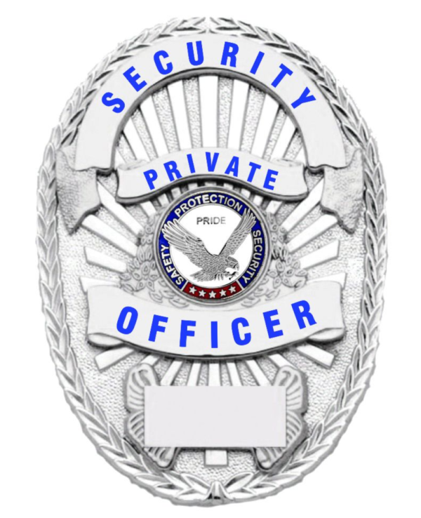First Class Security Private Officer Silver Shield Badge