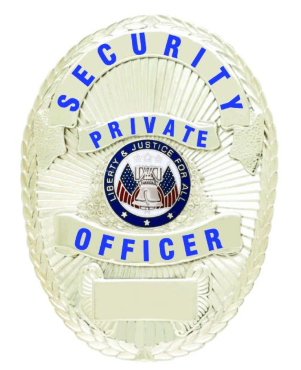 FIRST CLASS SECURITY PRIVATE OFFICER SILVER SHIELD BADGE
