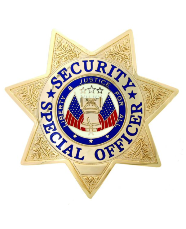 First Class Security Special Officer Gold 7-Point Star Badge