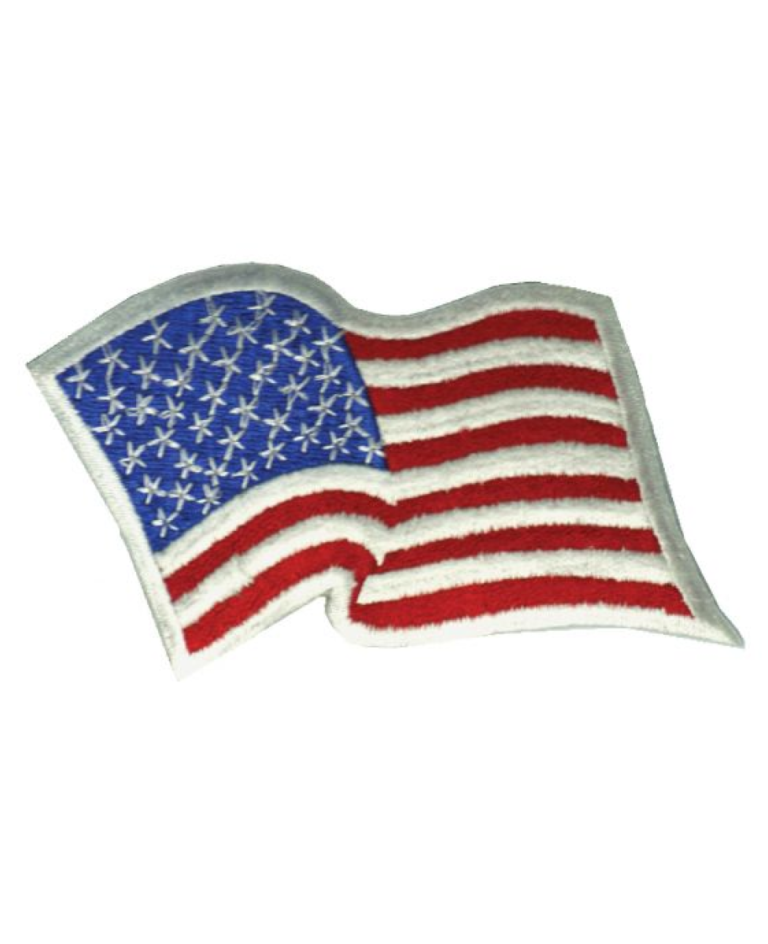 Wavy American Flag Emblem (White Border)
